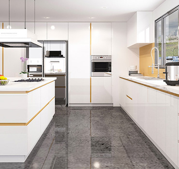 Redigere moderne hvite kjøkkenskap Designet