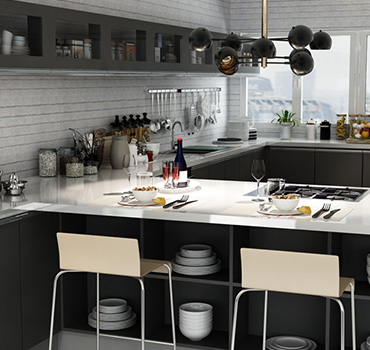 Tilpassede gråfargede kjøkkenkabinet design av kjøkkene